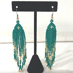 🦚 Boho Czech Glass Bead Earrings